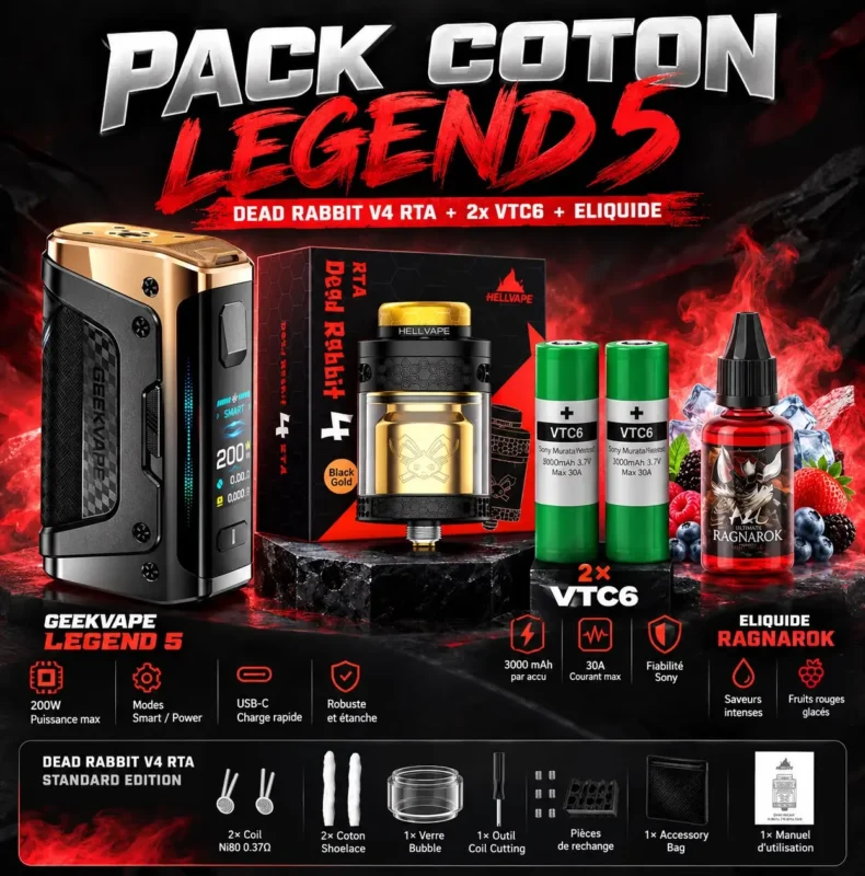 Kit Vape Geekvape Legend 5 Gold – Dead Rabbit V4 Gold - TUNISIE